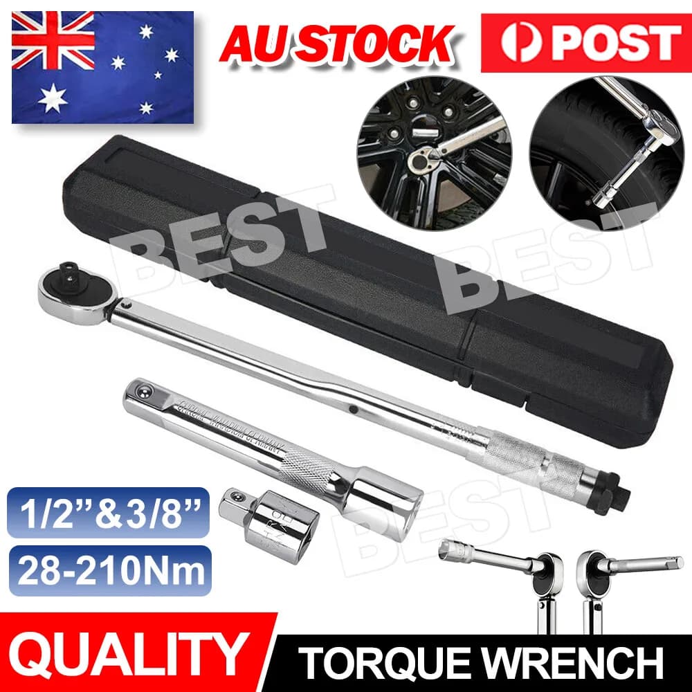 Torque Wrench Set 1/2" & 3/8" Drive 28-210nm Ratchet Micrometer Tension Spanner