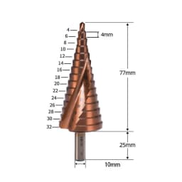 Cobalt Steel Step Cone Drill Bit Hole Cutter 4-32mm for Stainless Steel