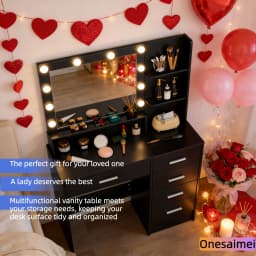 (Valentine's Day Gift) New Home Vanity Table with Makeup Mirror Features 3 Colour Modes and Adjustable Brightness