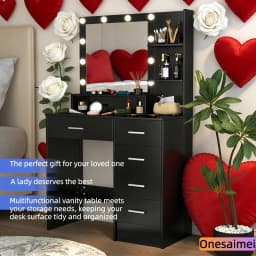 (Valentine's Day Gift) New Home Vanity Table with Makeup Mirror Features 3 Colour Modes and Adjustable Brightness