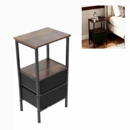Night Stand for Bedroom MDF Carbon Steel Bedside Table with 2 Canvas Drawers for Living Room Dorm Nightstand with Drawer
