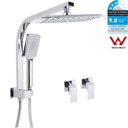 **Sydney Stock** KYLINS Brushed Gold Gun Metal Chrome Black 2 In 1 Rain Shower Head Set Wall Arm Twin Head Combo WELS WATERMARK