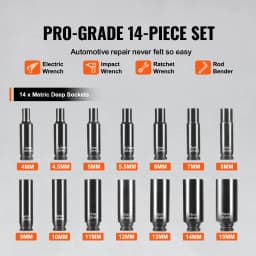 SucceBuy DriveImpact Socket Set Cr-Mo Alloy Steel Auto Repair Easy-to-Read Size Marking Rugged Construction Socket Organizer