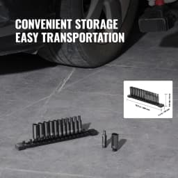 SucceBuy DriveImpact Socket Set Cr-Mo Alloy Steel Auto Repair Easy-to-Read Size Marking Rugged Construction Socket Organizer