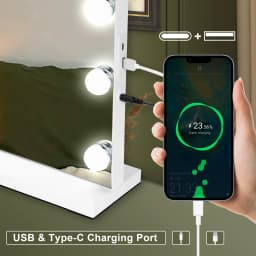 Teousev Hollywood Vanity Makeup Mirror with 9/14/17 LED Bulbs 3 Color Dimmable Lights USB Charging Port Touch Control Tabletop
