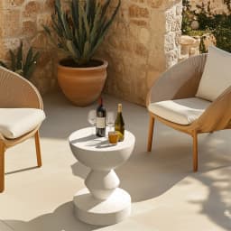 Lightweight Concrete Side Table: Modern Living Room Concrete Sofa Side End Table Bedside Accent Table for Indoor Kitchen, Outdoors Balcony, Patio