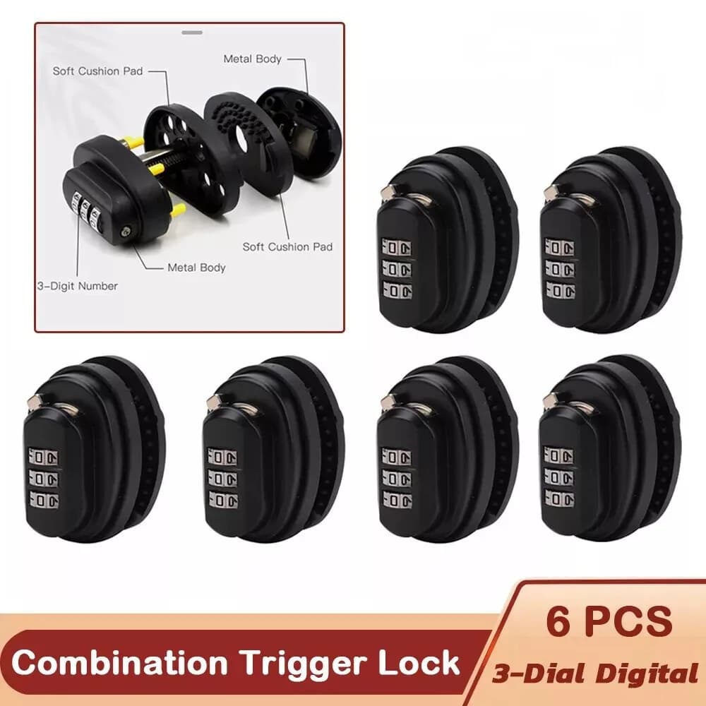 6x 3-Dial Digital Trigger Password Lock Gun Keyless Padlock for Firearms Pistol