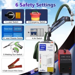 2000W Double Pendulum 6-in-1 Fiber Laser Battery Welding Cleaning Cutting Welding Machine Handheld Laser Welder for All Metal