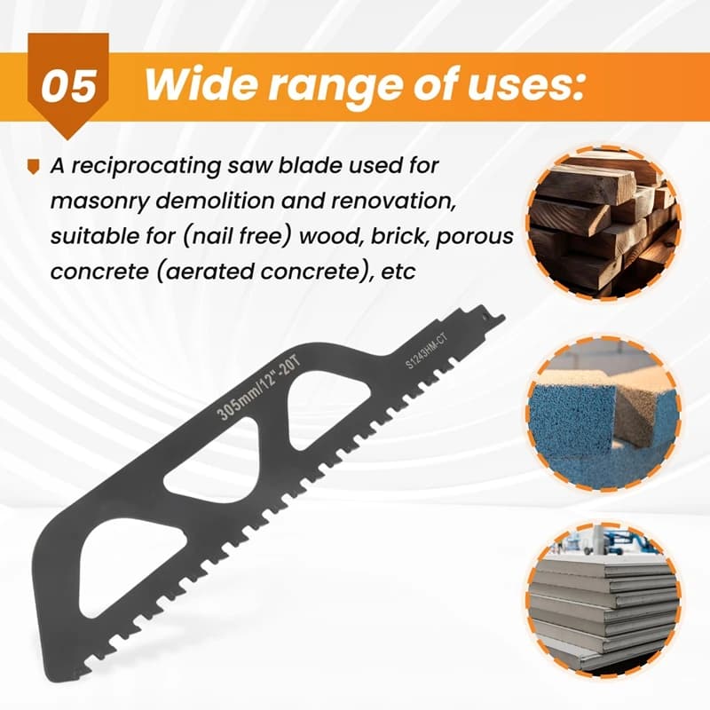 Reciprocating Saw Blade Carbide Carbide Saw Blade For Cutting Porous Concrete, Fibre Cement