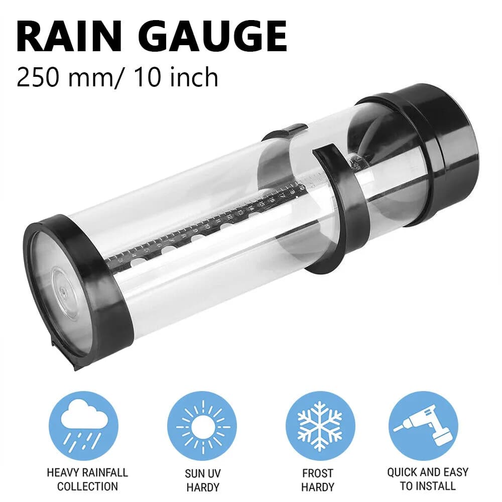 250mm Outdoor Rain Gauge Automatic Measuring Collector Weather Monitoring Gauge