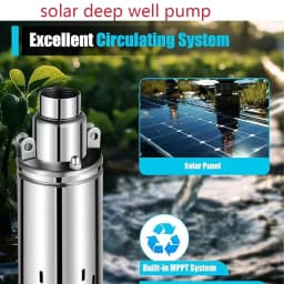 1HP 750W Solar Deep Well Pump | 2T/H High Flow, Built-in Controller, Stainless Steel Agricultural Submersible Pump