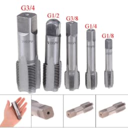 5Pc HSS Taper BSP Pipe Thread Tap Set HSS Screw Cutting 1/8" 1/4" 3/8" 1/2" 3/4"