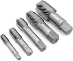 5Pc HSS Taper BSP Pipe Thread Tap Set HSS Screw Cutting 1/8" 1/4" 3/8" 1/2" 3/4"