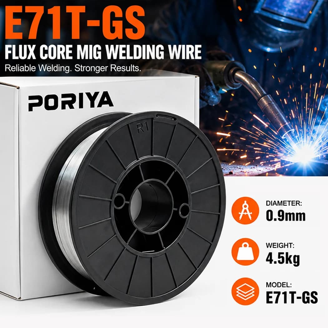 PORIYA Flux Core MIG Welding Wire E71T-GS 0.9mm4.5kg Gasless Mild Steel MIG Wire