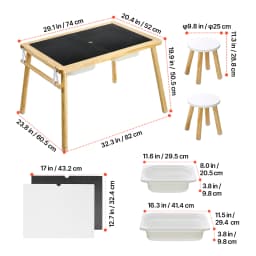 SucceBuy Wooden Sensory Table for Kids Activity with 3 Foldable Storage Bins&Double-Sided Board Indoor/Outdoor Drawing Studying