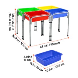 SucceBuy Wooden Sensory Table for Kids Activity with 3 Foldable Storage Bins&Double-Sided Board Indoor/Outdoor Drawing Studying