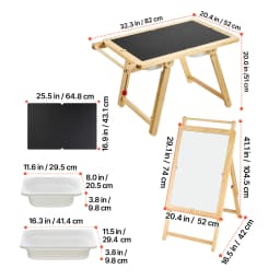 SucceBuy Wooden Sensory Table for Kids Activity with 3 Foldable Storage Bins&Double-Sided Board Indoor/Outdoor Drawing Studying