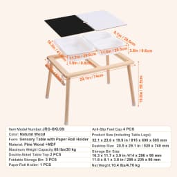 SucceBuy Wooden Sensory Table for Kids Activity with 3 Foldable Storage Bins&Double-Sided Board Indoor/Outdoor Drawing Studying