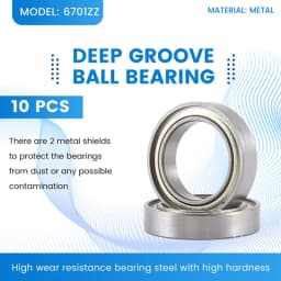 10Pcs Miniature Sealed Metal Shielded Metric Radial Ball Bearing Model: 6701 ZZ 12X18x4mm