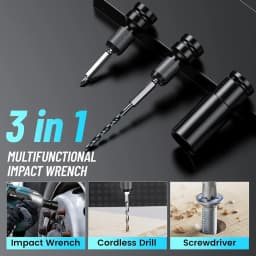 Seesii 3-in-1 Cordless Impact Wrench Electric 1/2" Brushless 650N.m Impact Gun Kit Handheld for Car Truck Tire with 2*4.0ah Batteries LED Light