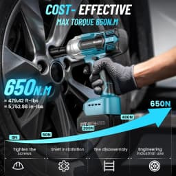 Seesii 3-in-1 Cordless Impact Wrench Electric 1/2" Brushless 650N.m Impact Gun Kit Handheld for Car Truck Tire with 2*4.0ah Batteries LED Light