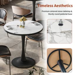 LUVODI 30" Round Leisure Dining Table,Kitchen Coffee Circle Table with Larger Pedestal Base for 2-3 People