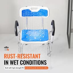 PORIYA Shower Chair Bath Bench Arms Back for Inside Tub Adjustable Height 400lbs