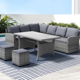 8 Seater Outdoor Wicker Dining Set Table and Chairs Patio Garden Furniture Set