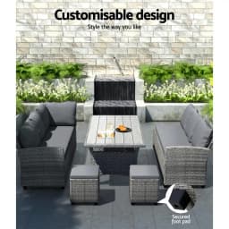 8 Seater Outdoor Wicker Dining Set Table and Chairs Patio Garden Furniture Set