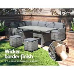 8 Seater Outdoor Wicker Dining Set Table and Chairs Patio Garden Furniture Set