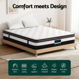 King Size 30cm Giselle Style Mattress Plush Support Breathable Comfort Sleep Bed Mattress Cover Durable Home Bedroom Use