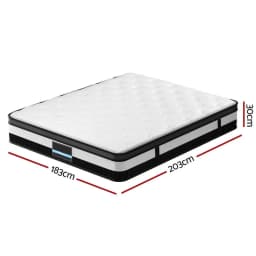 King Size 30cm Giselle Style Mattress Plush Support Breathable Comfort Sleep Bed Mattress Cover Durable Home Bedroom Use