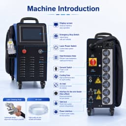 2000W Air Cooling Fiber Laser Cleaning Machine Portable Laser Cleaner for Metal Oil Rust Paint Removal Cleaning SUP 32C Width 300mm Energy Saving