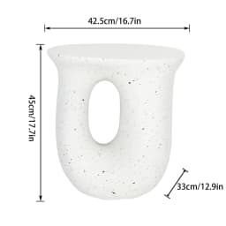 LUVODI Modern U-Shaped Geometric Concrete Accent Table Lightweight Garden Stool Decorative Side Table for Indoor And Outdoor Use