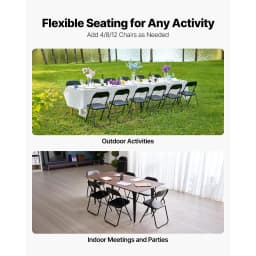 SucceBuy 4/6Pack Folding Chairs Foldable Leather Chairs with Heavy Duty Metal Frame&Padded Cushion Stackable Seats for Home Yard