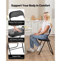 SucceBuy 4/6Pack Folding Chairs Foldable Leather Chairs with Heavy Duty Metal Frame&Padded Cushion Stackable Seats for Home Yard