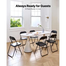 SucceBuy 4/6Pack Folding Chairs Foldable Leather Chairs with Heavy Duty Metal Frame&Padded Cushion Stackable Seats for Home Yard