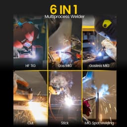 6 in 1 Welding Machine HZXVOGEN HVM270 Gas MIG Gasless MIG HF TIG MMA Plasma Cut Digital LED Screen IGBT Inverter 2T/4T