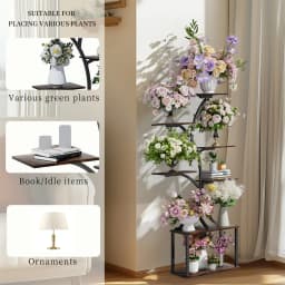 7 Tier Tree Shaped Plant Stand for Patio Living Room Metal Plant Flower Pot Display Holder with Lights