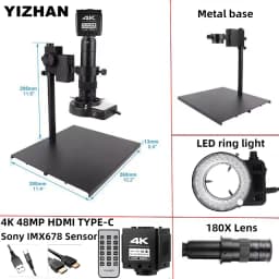 Yizhan 4K 1080P Electronic Digital Microscope 48MP HDMI USB Soldering Microscope Camera 180X 215X Lens For Image Magnification