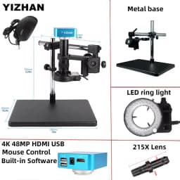 Yizhan 4K 1080P Electronic Digital Microscope 48MP HDMI USB Soldering Microscope Camera 180X 215X Lens For Image Magnification