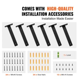 SucceBuy Shelf Bracket 12”x4”x1.6” 6 Pcs Heavy Duty Floating Shelf Brackets Brackets for Shelves 5mm Thick Matte L Shelf Bracket