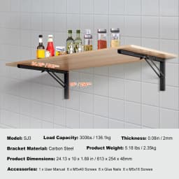 SucceBuy Shelf Bracket 12”x4”x1.6” 6 Pcs Heavy Duty Floating Shelf Brackets Brackets for Shelves 5mm Thick Matte L Shelf Bracket