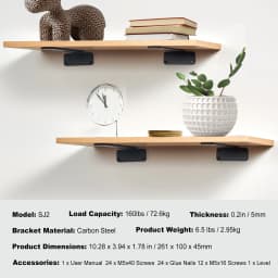 SucceBuy Shelf Bracket 12”x4”x1.6” 6 Pcs Heavy Duty Floating Shelf Brackets Brackets for Shelves 5mm Thick Matte L Shelf Bracket