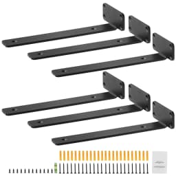 SucceBuy Shelf Bracket 12”x4”x1.6” 6 Pcs Heavy Duty Floating Shelf Brackets Brackets for Shelves 5mm Thick Matte L Shelf Bracket