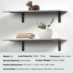 SucceBuy Shelf Bracket 12”x4”x1.6” 6 Pcs Heavy Duty Floating Shelf Brackets Brackets for Shelves 5mm Thick Matte L Shelf Bracket