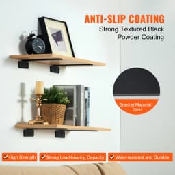 SucceBuy Shelf Bracket 12”x4”x1.6” 6 Pcs Heavy Duty Floating Shelf Brackets Brackets for Shelves 5mm Thick Matte L Shelf Bracket