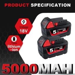 VANON 1/2/4Pcs M18 5.0Ah Replacement Lithium Ion Power Tool Batteries Replace for Milwaukee 18V 48-11-1815 48-11-1850 48-11-1860