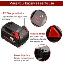 VANON 1/2/4Pcs M18 5.0Ah Replacement Lithium Ion Power Tool Batteries Replace for Milwaukee 18V 48-11-1815 48-11-1850 48-11-1860