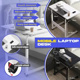 PORIYA Mobile Laptop Desk Computer Table Stand Adjustable Bed Bedside Portable Study AU